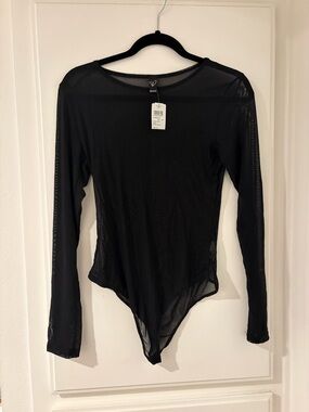 Windsor Black Sheer Long-Sleeve Bodysuit